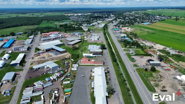 Drone shot over Princeville, Centre-du-Québec — Éval+ real estate appraisers